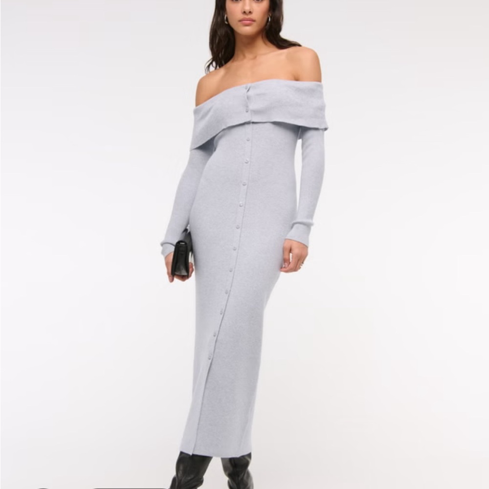 Abercrombie & Fitch Light Gray Ribbed Sweater dress